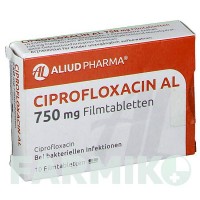 ЦИПРОФЛОКСАЦИН (CIPROFLOXACIN) 750 мг таблетки 10 шт - Ципрофлоксацин ALIUD PHARMA