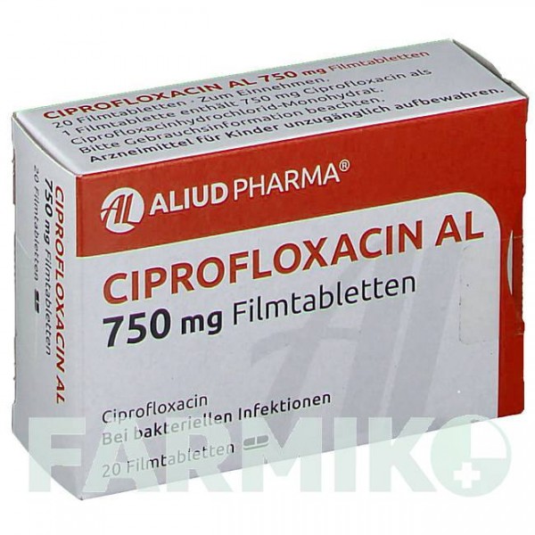 ЦИПРОФЛОКСАЦИН (CIPROFLOXACIN) 750 мг таблетки 20 шт - Ципрофлоксацин ALIUD PHARMA