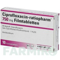 ЦИПРОФЛОКСАЦИН (CIPROFLOXACIN) 750 мг таблетки 10 шт - Ципрофлоксацин RATIOPHARM