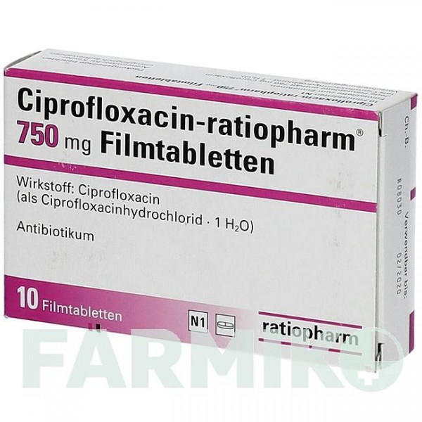 ЦИПРОФЛОКСАЦИН (CIPROFLOXACIN) 750 мг таблетки 10 шт - Ципрофлоксацин RATIOPHARM