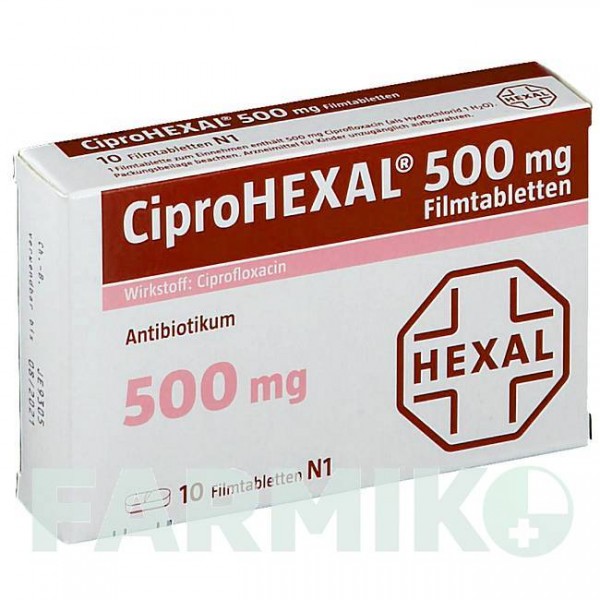 ЦИПРОГЕКСАЛ (CIPROHEXAL) 500 мг таблетки 10 шт - Ципрофлоксацин HEXAL