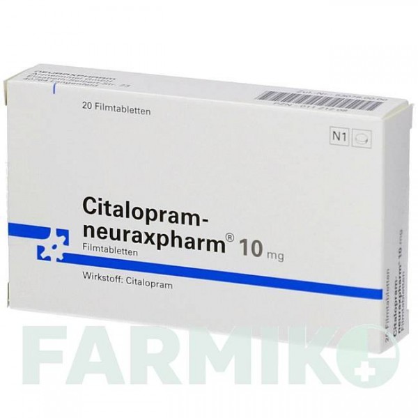 ЦИТАЛОПРАМ (CITALOPRAM) 10 мг таблетки 20 шт - Циталопрам NEURAXPHARM