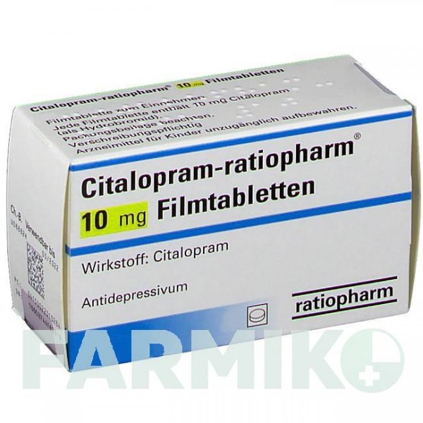 ЦИТАЛОПРАМ (CITALOPRAM) 10 мг таблетки 50 шт - Циталопрам RATIOPHARM