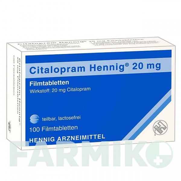 ЦИТАЛОПРАМ (CITALOPRAM) 20 мг таблетки 20 шт - Циталопрам HENNIG