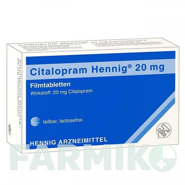 ЦИТАЛОПРАМ (CITALOPRAM) 20 мг таблетки 50 шт - Циталопрам HENNIG