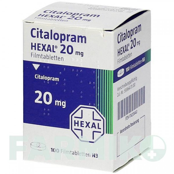 ЦИТАЛОПРАМ (CITALOPRAM) 20 мг таблетки 100 шт - Циталопрам HEXAL