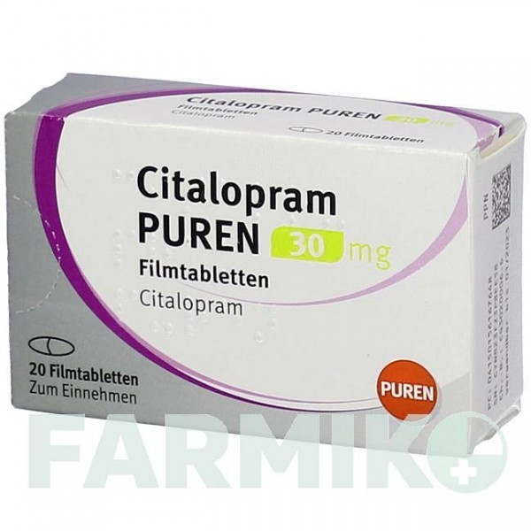 ЦИТАЛОПРАМ (CITALOPRAM) 30 мг таблетки 20 шт - Циталопрам PUREN PHARMA