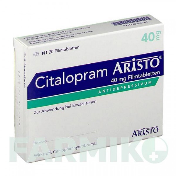 ЦИТАЛОПРАМ (CITALOPRAM) 40 мг таблетки 20 шт - Циталопрам ARISTO PHARMA