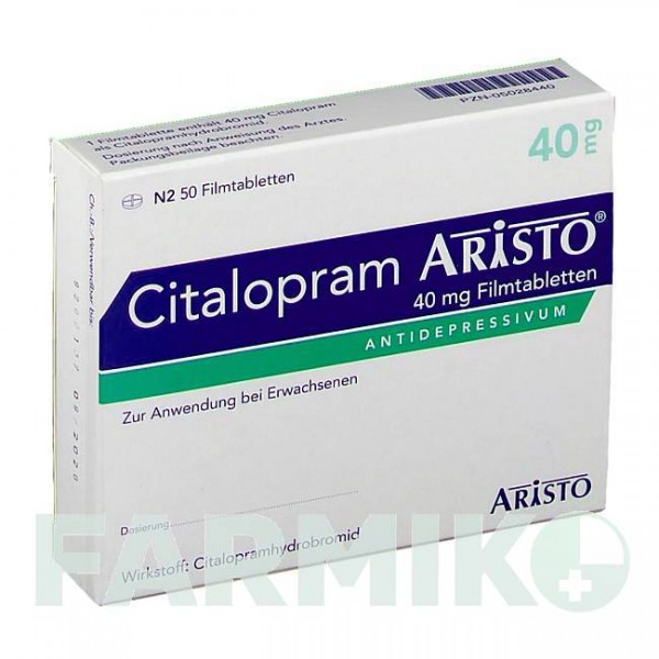 ЦИТАЛОПРАМ (CITALOPRAM) 40 мг таблетки 50 шт - Циталопрам ARISTO PHARMA