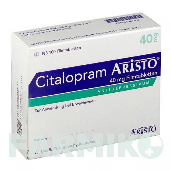 ЦИТАЛОПРАМ (CITALOPRAM) 40 мг таблетки 100 шт - Циталопрам ARISTO PHARMA