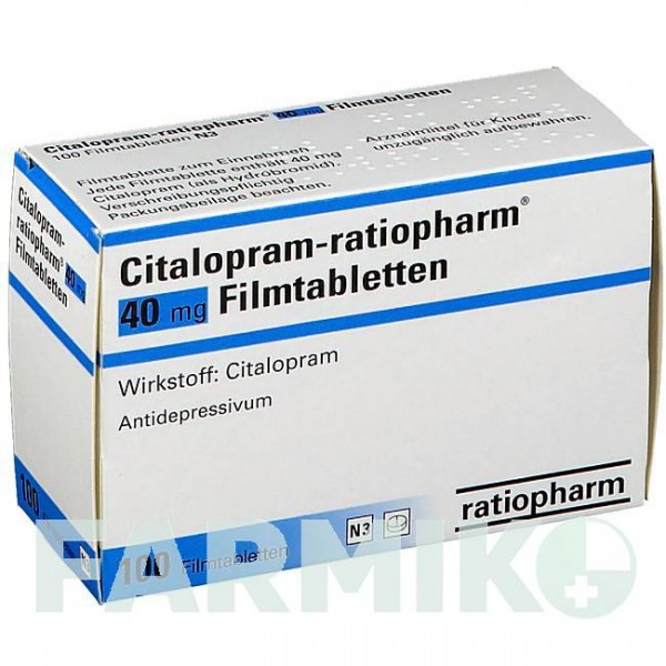 ЦИТАЛОПРАМ (CITALOPRAM) 40 мг таблетки 100 шт - Циталопрам RATIOPHARM