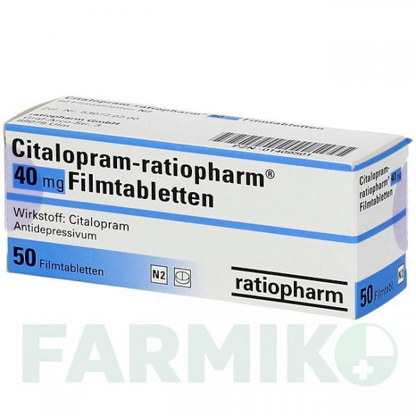 ЦИТАЛОПРАМ (CITALOPRAM) 40 мг таблетки 50 шт - Циталопрам RATIOPHARM
