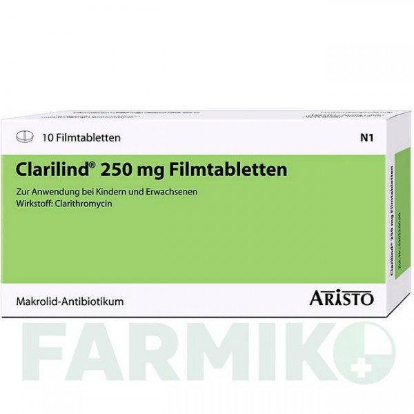 КЛАРИЛИНД (CLARILIND) 250 мг таблетки 10 шт - Кларитромицин ARISTO PHARMA