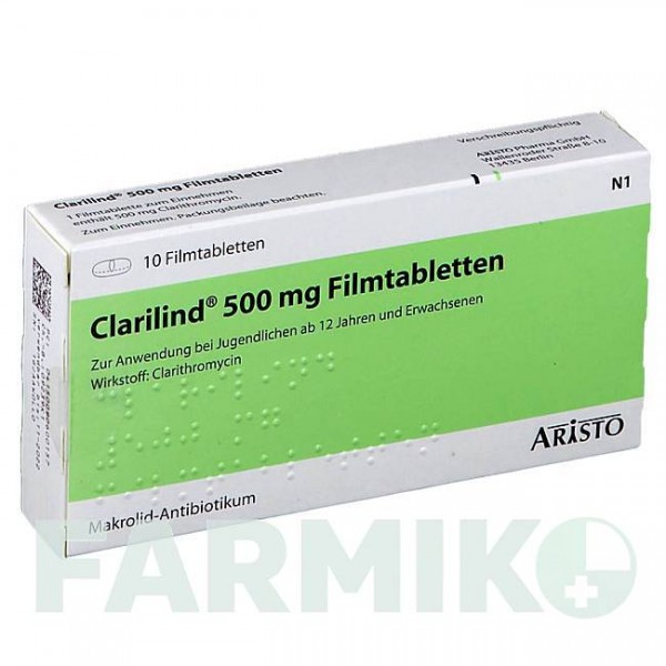 КЛАРИЛИНД (CLARILIND) 500 мг таблетки 10 шт - Кларитромицин ARISTO PHARMA