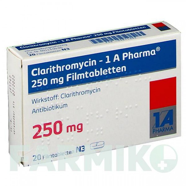 КЛАРИТРОМІЦИН (CLARITHROMYCIN) 250 мг таблетки 20 шт - Кларитроміцин 1 A PHARMA