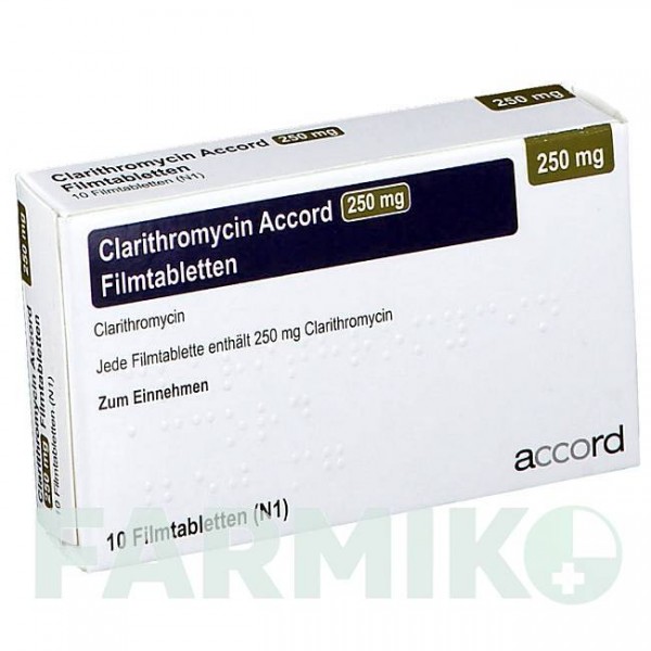 КЛАРИТРОМІЦИН (CLARITHROMYCIN) 250 мг таблетки 10 шт - Кларитроміцин ACCORD HEALTHCARE