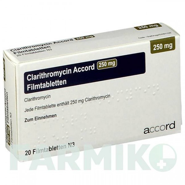 КЛАРИТРОМІЦИН (CLARITHROMYCIN) 250 мг таблетки 20 шт - Кларитроміцин ACCORD HEALTHCARE