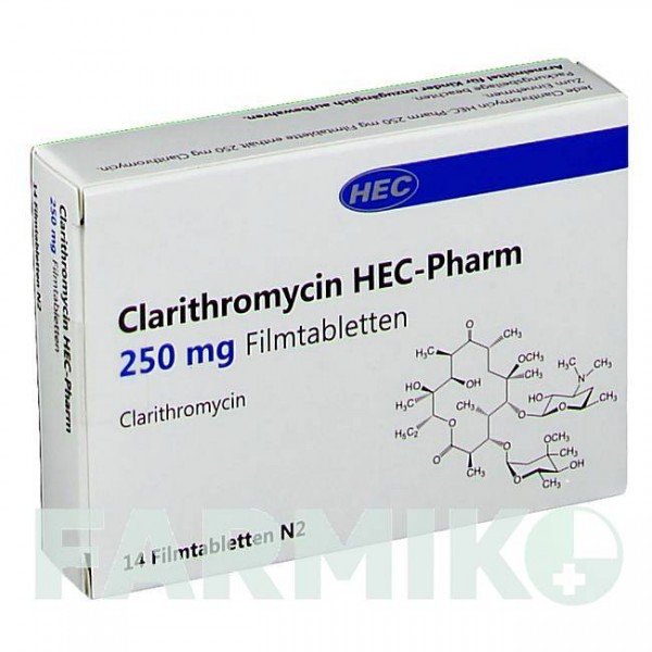 КЛАРИТРОМИЦИН (CLARITHROMYCIN) 250 мг таблетки 14 шт - Кларитромицин HEC PHARM