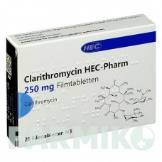КЛАРИТРОМИЦИН (CLARITHROMYCIN) 250 мг таблетки 20 шт - Кларитромицин HEC PHARM