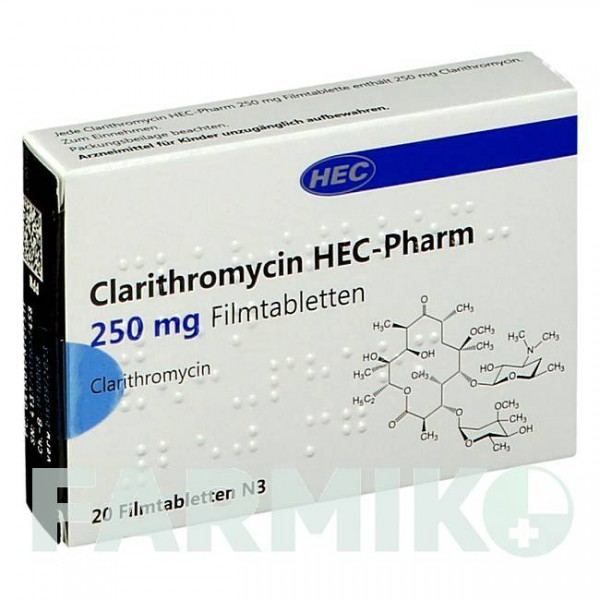 КЛАРИТРОМІЦИН (CLARITHROMYCIN) 250 мг таблетки 20 шт - Кларитроміцин HEC PHARM