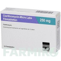 КЛАРИТРОМІЦИН (CLARITHROMYCIN) 250 мг таблетки 12 шт - Кларитроміцин MICRO LABS