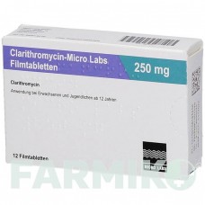 КЛАРИТРОМІЦИН (CLARITHROMYCIN) 250 мг таблетки 12 шт - Кларитроміцин MICRO LABS