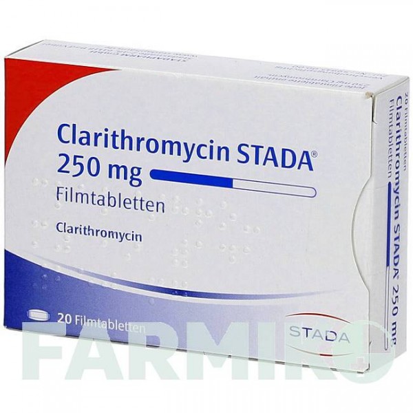 КЛАРИТРОМІЦИН (CLARITHROMYCIN) 250 мг таблетки 20 шт - Кларитроміцин STADAPHARM