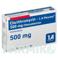 КЛАРИТРОМИЦИН (CLARITHROMYCIN) 500 мг таблетки 20 шт - Кларитромицин 1 A PHARMA