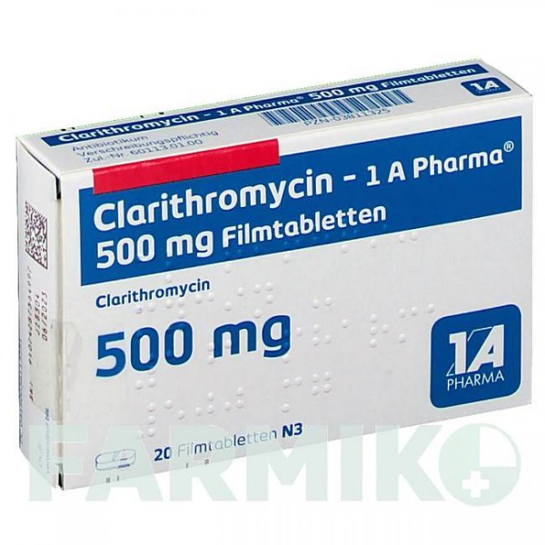 КЛАРИТРОМІЦИН (CLARITHROMYCIN) 500 мг таблетки 20 шт - Кларитроміцин 1 A PHARMA