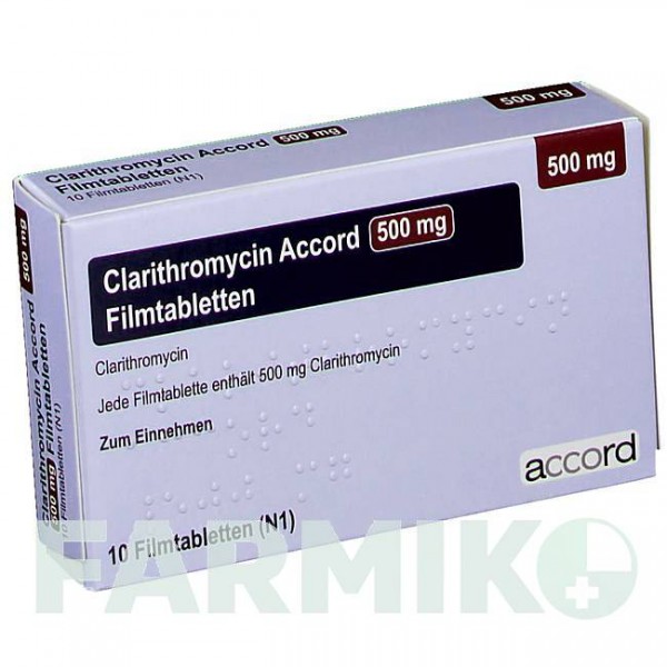 КЛАРИТРОМИЦИН (CLARITHROMYCIN) 500 мг таблетки 10 шт - Кларитромицин ACCORD HEALTHCARE