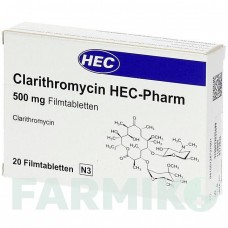 КЛАРИТРОМИЦИН (CLARITHROMYCIN) 500 мг таблетки 20 шт - Кларитромицин HEC PHARM
