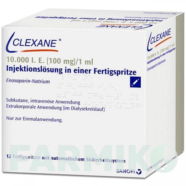 КЛЕКСАН (CLEXANE) 10000 МО 100 мг/мл розчин 12 шт - Еноксапарин SANOFI