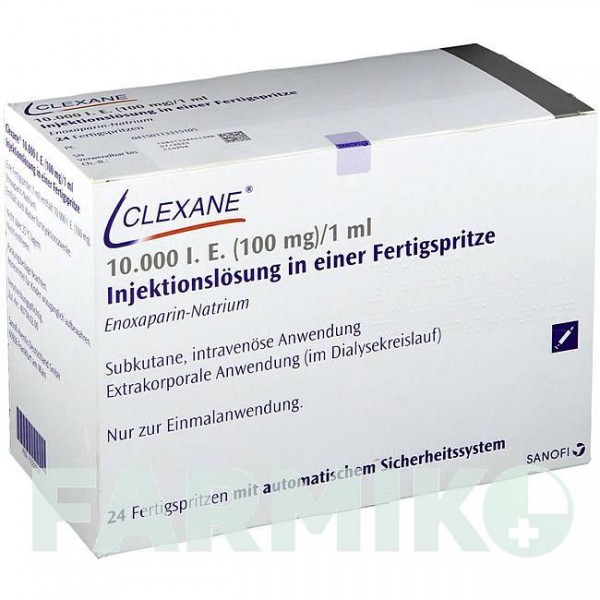 КЛЕКСАН (CLEXANE) 10000 МО 100 мг/мл розчин 24 шт - Еноксапарин SANOFI