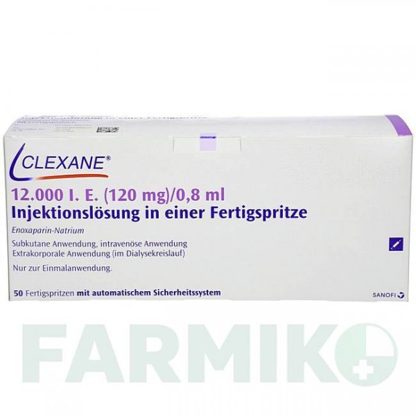 КЛЕКСАН (CLEXANE) 12000 МЕ 120 мг/0,8 мл раствор 50 шт - Эноксапарин SANOFI