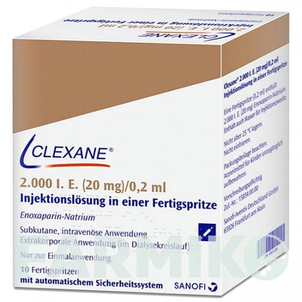КЛЕКСАН (CLEXANE) 2000 МЕ 20 мг/0,2 мл раствор 10 шт - Эноксапарин SANOFI