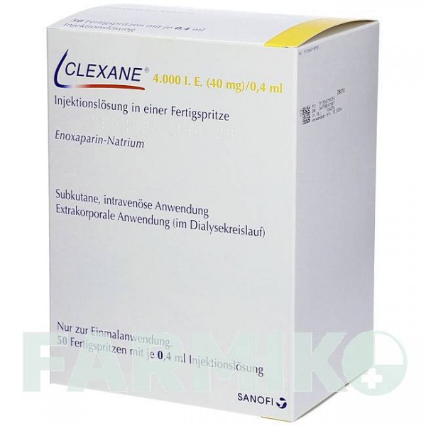КЛЕКСАН (CLEXANE) 4000 МО 40 мг/0,4 мл розчин 50 шт - Еноксапарин BB FARMA