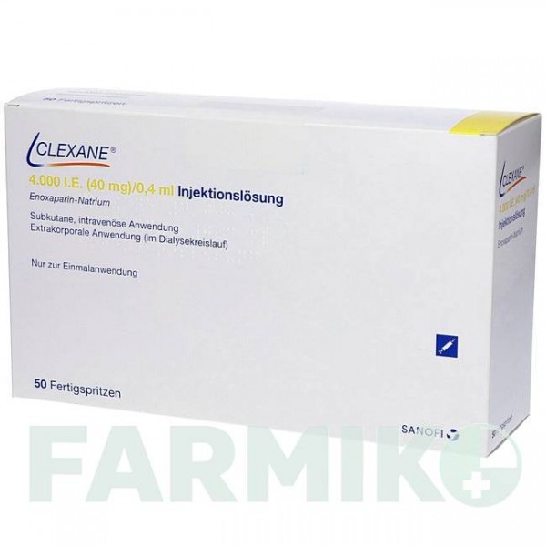 КЛЕКСАН (CLEXANE) 4000 МЕ 40 мг/0,4 мл раствор 10 шт - Эноксапарин DOCPHARM