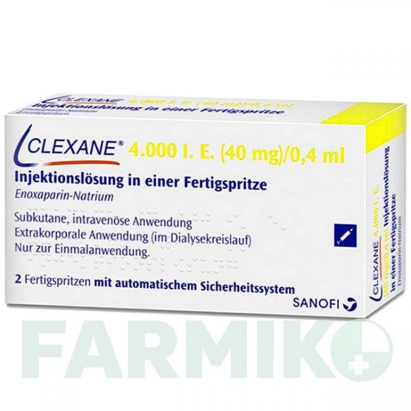 КЛЕКСАН (CLEXANE) 4000 МО 40 мг/0,4 мл розчин 2 шт - Еноксапарин SANOFI
