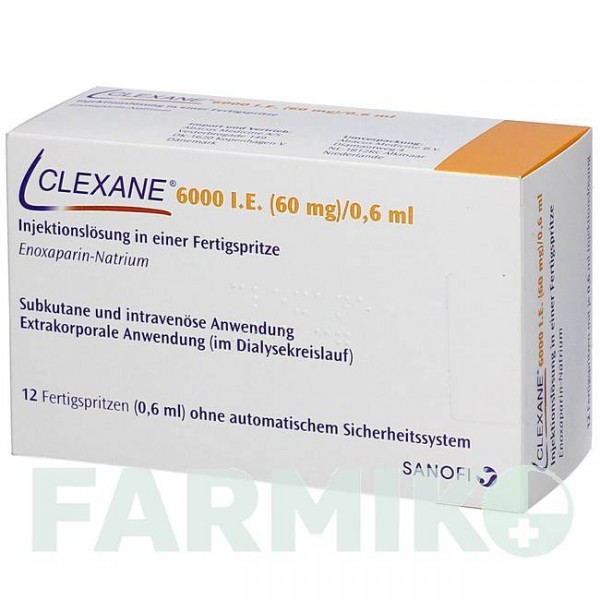 КЛЕКСАН (CLEXANE) 6000 МЕ 60 мг/0,6 мл раствор 12 шт - Эноксапарин ABACUS MEDICINE