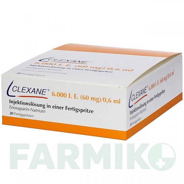 КЛЕКСАН (CLEXANE) 6000 МЕ 60 мг/0,6 мл раствор 20 шт - Эноксапарин CC PHARMA