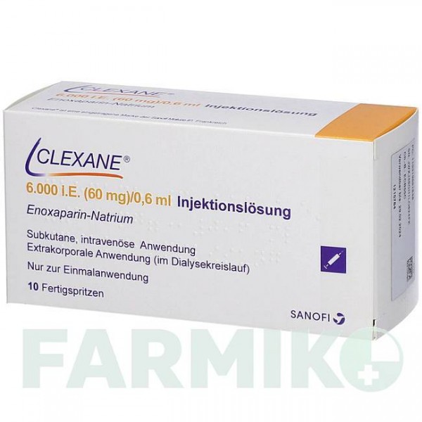 КЛЕКСАН (CLEXANE) 6000 МЕ 60 мг/0,6 мл раствор 10 шт - Эноксапарин DOCPHARM