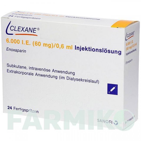 КЛЕКСАН (CLEXANE) 6000 МЕ 60 мг/0,6 мл раствор 24 шт - Эноксапарин DOCPHARM