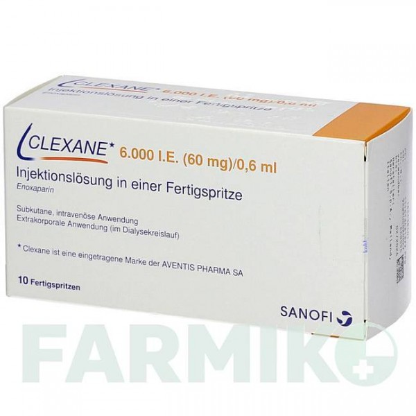 КЛЕКСАН (CLEXANE) 6000 МО 60 мг/0,6 мл розчин 10 шт - Еноксапарин KOHLPHARMA