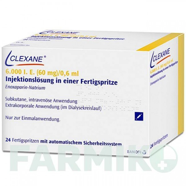 КЛЕКСАН (CLEXANE) 6000 МО 60 мг/0,6 мл розчин 20 шт - Еноксапарин SANOFI