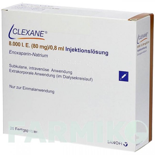 КЛЕКСАН (CLEXANE) 8000 МЕ 80 мг/0,8 мл раствор 12 шт - Эноксапарин DOCPHARM