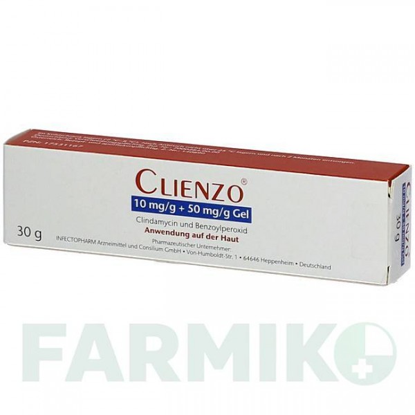 КЛИЕНЗО (CLIENZO) 10 мг/г + 50 мг/г гель 30 г - Клиндамицин, Бензоил пероксид INFECTOPHARM