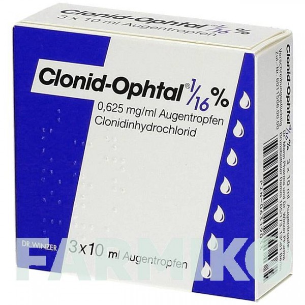 КЛОНИД ОФТАЛ (CLONID OPHTAL) 1/16% капли 3x10 мл - Клонидин DR.WINZER PHARMA