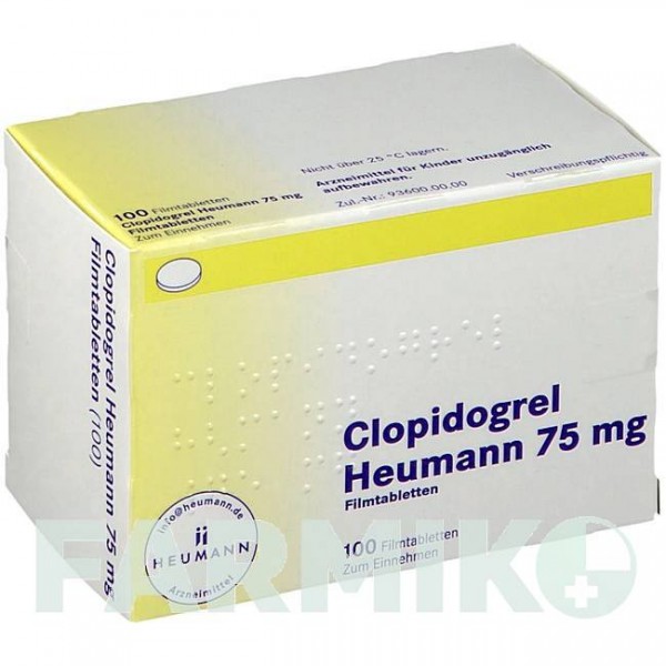 КЛОПІДОГРЕЛЬ (CLOPIDOGREL) 75 мг таблетки 100 шт - Клопідогрел HEUMANN PHARMA