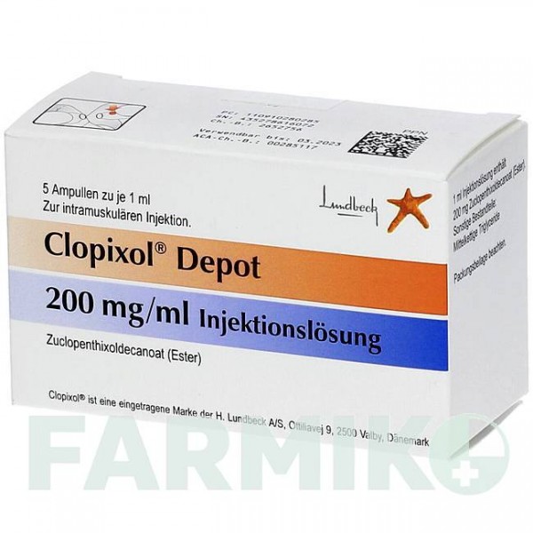 КЛОПІКСОЛ (CLOPIXOL) 200 мг/мл розчин 5x1 шт - Зуклопентиксол ACA MULLER-ADAG PHARMA