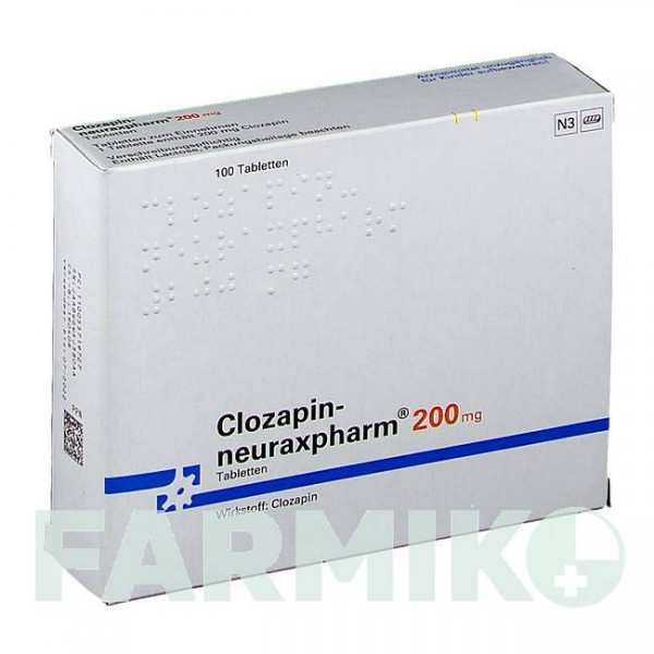 КЛОЗАПІН (CLOZAPIN) 200 мг таблетки 100 шт - Клозапін NEURAXPHARM
